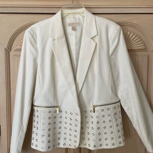 Michael Kors White Blazer with Gold Accents
